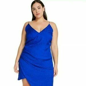 Cushnie for Target Womens Leopard Print Wrap Slip Dress Sz 12 Sapphire Blue